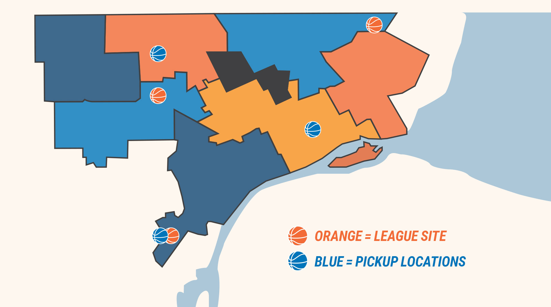 orange and blue sites